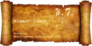Wimmer Timur névjegykártya